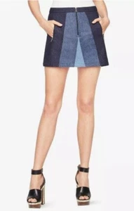 NWT  BCBG MAXAZRIA JUDAH DENIM COLOR BLOCK MINI SKIRT SIZE SMALL  - Picture 1 of 6