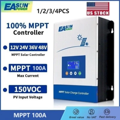 EASUNPOWER 100A MPPT Solar Charge Controller 12V 24V 36V 48V PV Battery Regulator 150VOC