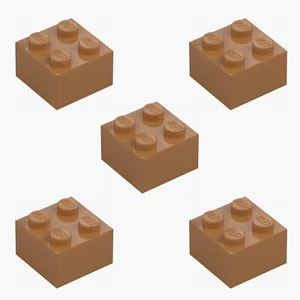 5 New LEGO Medium Nougat 2x2 Brick 3003 building block city bricks brown tan - Picture 1 of 6