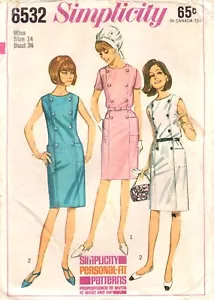 VESTIDO Misses Talla 14 Simplicity 6532 SIN CORTAR Patrón de Costura ©1966 - Imagen 1 de 4