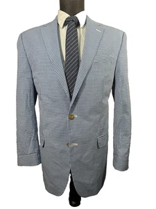 CHAPS Mens Blue GINGHAM CHECK COTTON REG FIT Sport Coat Blazer Jacket 40L - Picture 1 of 8