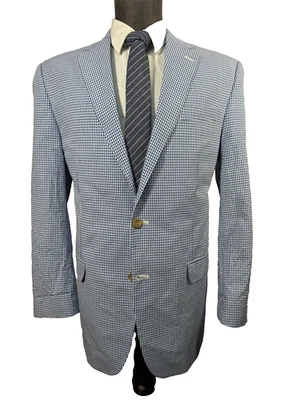 Chaqueta Blazer Abrigo Deportivo CHAPS Para Hombres Azul Cuadros GUINGHAM ALGODÓN AJUSTE REGULAR 40L Foto 1 de 4
