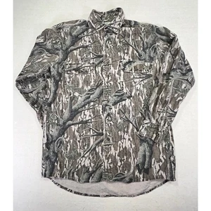 Vintage MOSSY OAK Men's Large Hunting Camo Shirt Heavy Chamois Button USA MADE - Picture 1 of 5