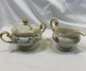 Castleton Sunnyvale China Creamer Sugar Bowl with Ball Finial Lid made in U.S.A. - Picture 1 of 14
