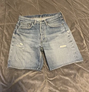 Vintage 80s Levis 501 Denim Shorts Cut Off Blue Selvedge Size 30 Distressed  - Picture 1 of 5