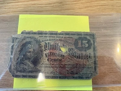 1863 15¢ Fractional Currency – 4th Issue – Civil War Era U.S. Note - Image 1 of 4