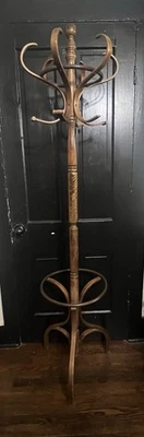 Винтажная отдельно стоящая вешалка для пальто в стиле тонет из гнутого дерева для прихожей 6 дюймов - Изображение 1 из 4