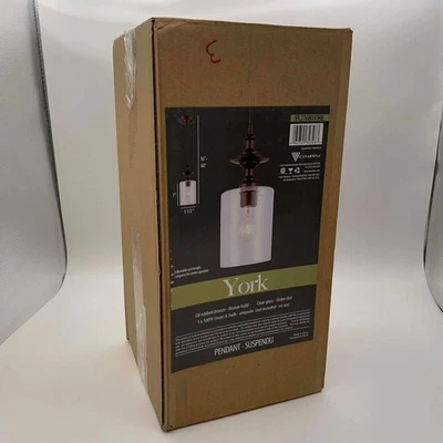 Подвесной светильник из прозрачного стекла Canarm York полированная маслом бронза IPL276B010RB - Изображение 1 из 4