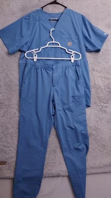 Carhartt Force Scrub Set Mens Medium Top Pants Liberty Pocket Blue Elastic Waist - Image 1 of 4