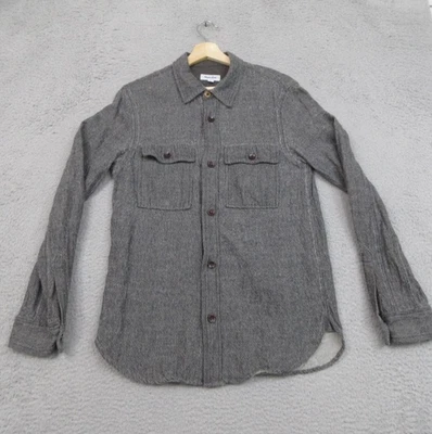 Steven Alan Shirt Mens Medium Gray Herringbone Made USA Cotton Linen Overshirt - Image 1 of 4