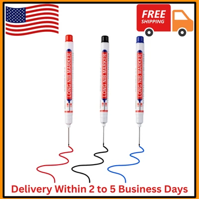 3Pcs Long Head Marker Pens Multi-Purpose Deep Hole Pens Deep Drill Hole Long Nib - Image 1 of 4