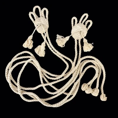 Curtain Drapery Tieback Rope Tassel Handmade Italy Craft Supply Vintage Set of 2 - Image 1 of 4