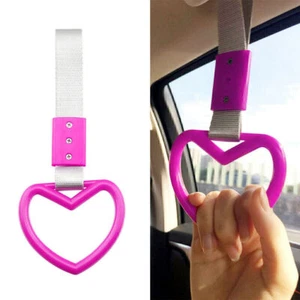 Pink Heart JDM Car Tsurikawa Ring Train Bus Handle Hand Strap Drift Charm Tools - Picture 1 of 3