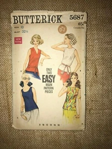 Vintage Butterick Pattern 5687 Sleeveless Top Blouse Instructions Incl. Size 10  - Picture 1 of 2