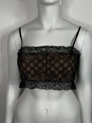Vtg NEW GUCCI GG MONOGRAM LACE BRA TOP L - Image 1 of 4