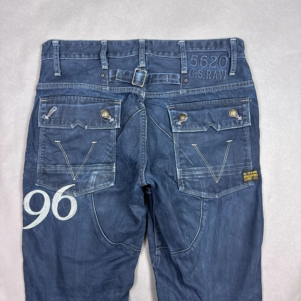G Star Raw Jeans Men 32x32 Blue 3D Buckle Back Dark Moto Military (Tag 31 Waist) - Image 1 of 4