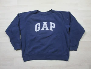 Vintage 90s GAP Crewneck Sweatshirt Distressed Men's Size (L) Navy Blue Faded - Picture 1 of 13