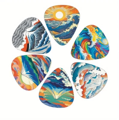 6 Plektren, Plektrum, Picks, Pleks - Japanisches Theme, Hohe Qualität, 2 Stärken - Bild 1 von 2