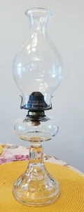 Antique P & A Mfg Eagle Pedestal Hurricane Lamp with fat Chimney - Picture 1 of 5