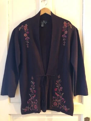 Cárdigan Suéter Largo XL BoHo Retro Vintage Carole Little Knitwear Frente Abierto Foto 1 de 4