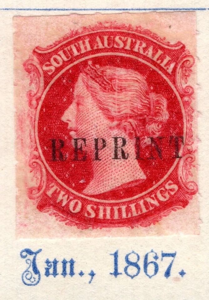 South Australia SA QV REPRINT 2/- Shilling Red MH            REF: SAR01 - Image 1 of 1