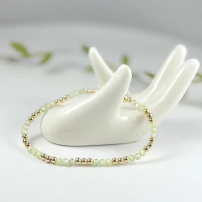 Echte Peridot facettierte runde Edelstein Perlen August Geburtsstein Armbände... - Bild 1 von 4