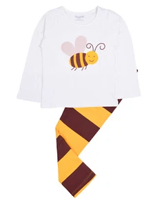 Funkrafts Off White & Brown Honey Bee Printed Night Suit/Lounge Wear for Kids - Picture 1 of 10