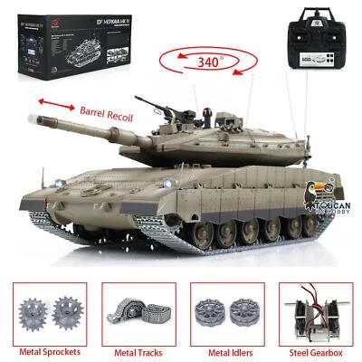 Heng Long 1:16 BB IR RC Tank Upgraded Metal Merkava IDF MK IV 3958 Barrel Recoil - Image 1 of 4