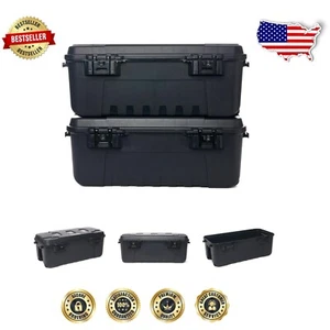 Versatile Large Black Storage Trunks - Latch Closure, 2 Pack Storage Solution - Picture 1 of 17