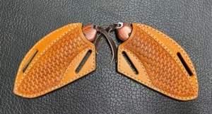 Funda de cuchillo de cuero hecha a mano PANQUEQUE hoja fija cuchillos cinturón plegable estuche de herramientas - Imagen 1 de 6