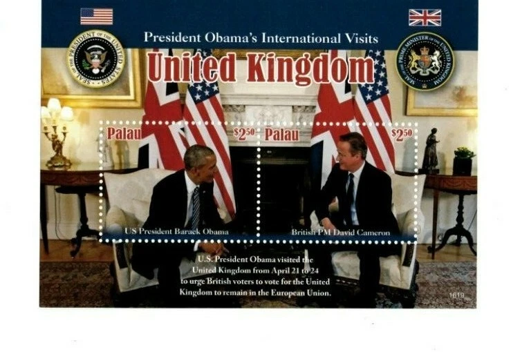 Palau- 2016 - Viagens Internacionais de Obama - Folha de Lembrança - MNH - Imagem 1 de 1