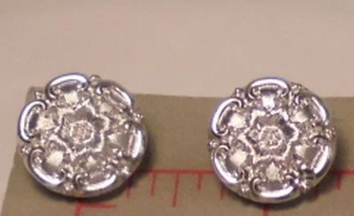 100 Vintage Glass Button Silver Color Flower Design Czechoslovakia 7/8" #63 - Image 1 of 4