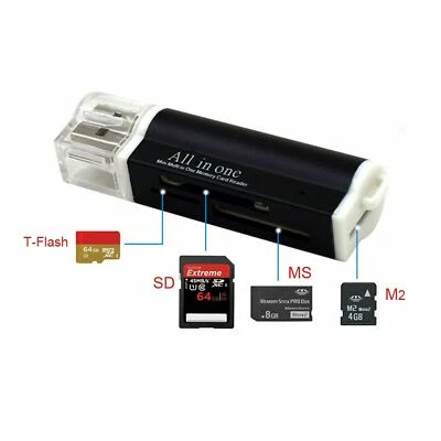 Kartenleser Kartenlesegerät Card Reader Micro SD MMC M2 USB Stick Adapter Z119 - Bild 1 von 4