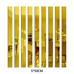 10× Long Strip Mirror Acrylic Wall Stickers Self-adhesive Tile Decal Art Decor - Picture 1 of 12
