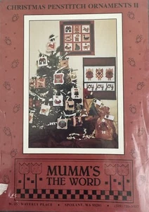 Christmas Penstitch Ornaments II Debbie Mumms 1980s Wallhanging Gift Bag PATTERN - Picture 1 of 3
