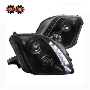 For  97-01 Prelude Halo Projector Headlights LED DRL Black Housing Clear Lens - Picture 1 of 4