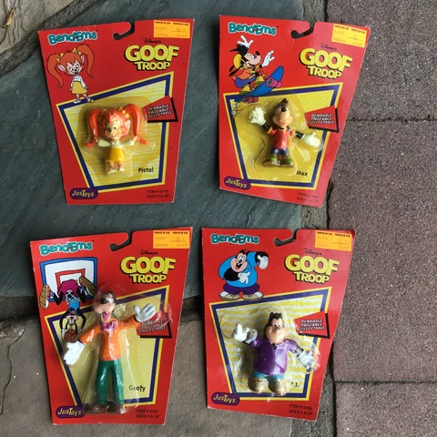 Lot of 4 Goofy Vintage Disney Goof Troop Bend-Ems Figure Justoys 90s Goofy PJ Cover