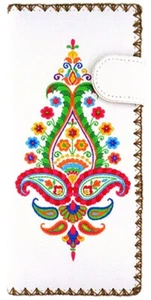 LAVISHY AGRA INDIAN EMBROIDER PURPLE LARGE WALLET VEGAN FAUX LEATHER NEW 97198WH - Picture 1 of 9