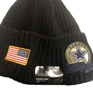 Dallas Cowboys NFL Black Beanie Cold Weather Military USA Flag NEW Unisex OSFA - Picture 1 of 13