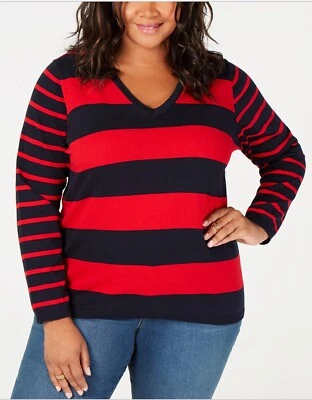 Suéter Tommy Hilfiger Para Mujer Talla Grande Algodón Rugby Rayas Talla: 1X Foto 1 de 2