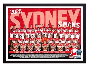 Framed 2025 Sydney Swans AFL Football Poster - 62cm x 44.5cm x 3.5cm - Bild 1 von 4