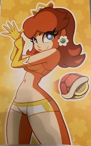 Mario Prinzessin Gänseblümchen Pin-Up-Druck initialisiert vom Künstler 11 x 17 - Bild 1 von 3