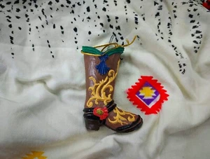 1990s Cowboy Boot Christmas Ornament Western Kitschy Southwest Vintage - Picture 1 of 4