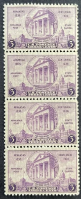 Scott # 782 - U.S. Block Of 4 - Arkansas Statehood - MNH - 1936 - Image 1 of 2