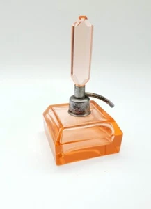 Art Deco Perfume Bottle Czech Glass Scent Pink Peach Part Atomiser & Stopper 20s - Picture 1 of 9