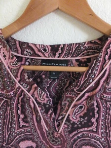 MISS ELAINE nightgown pajama lounger PINK PURPLE PAISLEY M/8 $65 GIFT - Picture 1 of 7