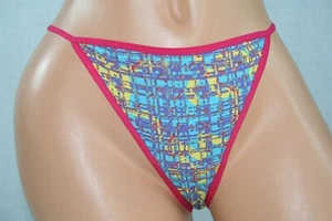 Red String Bikini With Bands Blue, Yellow & Red Design Size L - Picture 1 of 2