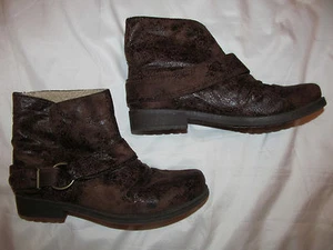 BIG BUDDHA MISSY crackle look faux leather vegan insulated ankle harness boots  - Picture 1 of 6