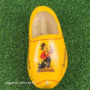 Vintage Clog Heineken Bier Holz Holland Werbung links Clog gelb Deko  - Bild 1 von 7