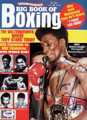Thomas "Hitman" Hearns Signed Big Book Of Boxing Magazine Cover PSA/DNA - Image 1 of 2